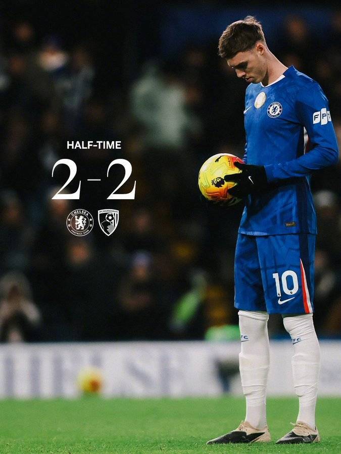 跨年战切尔西2-2伯恩茅斯，联赛7轮仅1胜，下轮战曼城迎考验